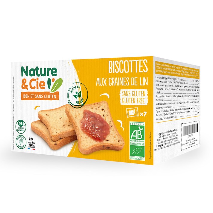 biscotes sense gluten amb llinosa (torrades) 182 g Nature&amp;Cie