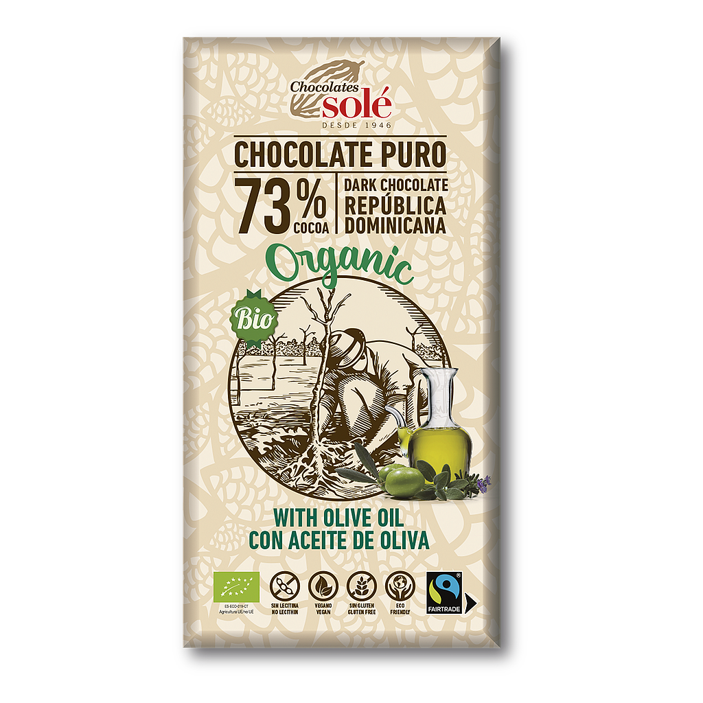 xocolata negra 73% amb oli d'oliva CJ 100 g Solé
