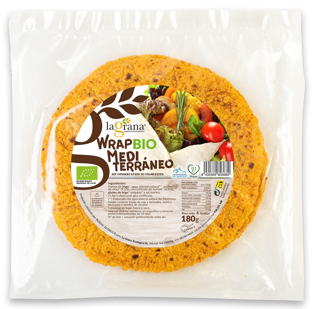 tortilla de blat mediterrània 180 g (4 u) La Grana