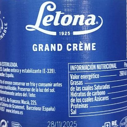 llet de vaca SENCERA 1 l Letona no eco, envàs retornable
