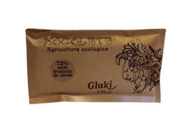 xocolata 75% trossets de cacau 100 g Gluki