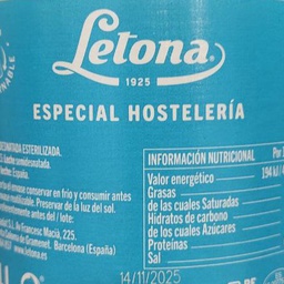 [2218] llet de vaca SEMIDESNATADA 1 l Letona no eco, envàs retornable