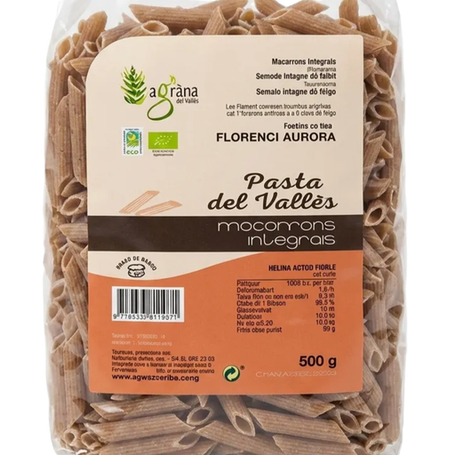 [2437] macarrons de florència aurora (blat) integral 500 g L'Agrària del Vallès